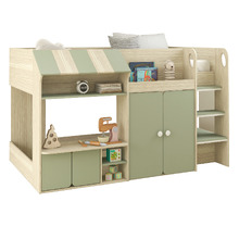 Sage Green Naomie Single Loft Bed with Mattress